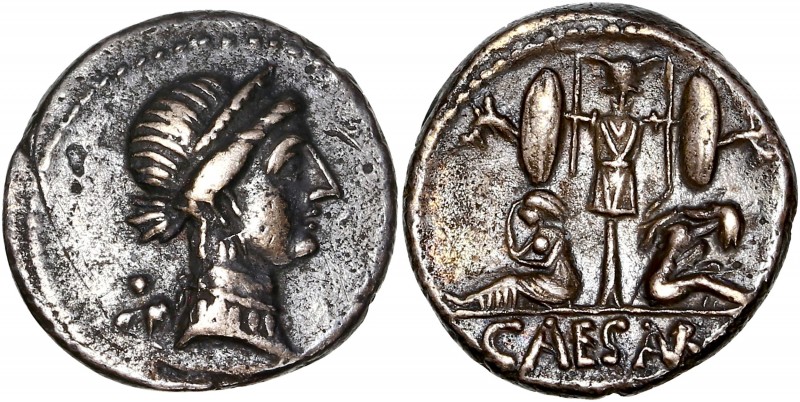 Julius Caesar (49BC-44BC) Ar Denarius - Military Mint 
A/ -
R/ CAESAR
Reference:...