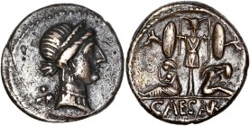 Julius Caesar (49BC-44BC) Ar Denarius - Military Mint 
A/ -
R/ CAESAR
Reference: Cr 468/1
Very fine 
3,97g - 17.57mm - 5h.