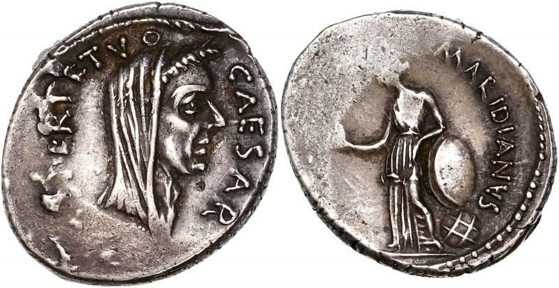 Julius Caesar (49BC-44BC) Ar Denarius - Rome 
A/ CAESAR DICT INPERPETVO
R/ C•MAR...