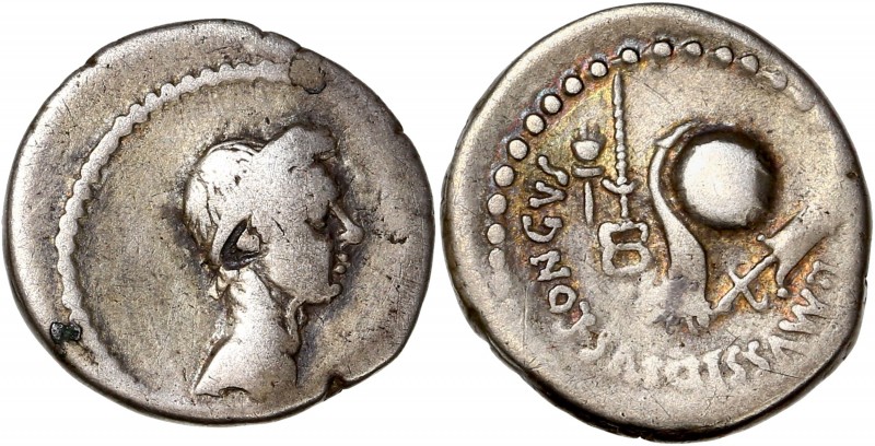 Julius Caesar (49BC-44BC) Ar Denarius - Rome 
A/ -
R/ L MVSSIDIVS LONGVS
Referen...