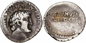 Mark Antony (43BC-31BC) Ar Denarius - Military Mint 
A/ ANTON AVG IMP III COS DES III III V R P C
R/ M SILANVS AVG / Q PRO COS
Reference: Cr 542/1
Ver...