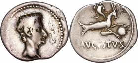 Augustus (27BC-14AD) Ar Denarius - uncertain mint 
A/ -
R/ AVGVSTVS
Reference: RIC 126
Near very fine - Cabinet tone 
3,74g - 21.22mm - 6h.