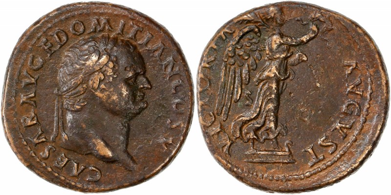 Domitian (81-96) Ae AS - Rome 
A/ CAESAR AVG F DOMITIAN COS V
R/ VICTORIA AVGVST...