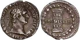 Domitian (81-96) Ar Denarius - Rome
A/ IMP CAES DOMIT AVG GERM P M TR P VIII
R/ LVD SAEC FEC // COS XIIII 
Reference: RIC 604
Very Fine 
 3,12g - 18mm...