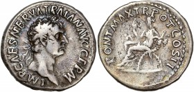 Trajan (98-117) Ar Denarius - Rome
A/ IMP CAES NERVA TRAIAN AVG GERM
R/ PONT MAX TR POT COS II
reference: RIC 11
Very Fine 
 3,44g - 18mm - 6h.