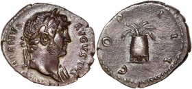 Hadrian (117-138) Ar Denarius - Rome 
A/ HADRIANVS AVGVSTVS
R/ COS III 
reference: RIC 197
Good very fine 
3,30g - 18mm - 6h.
