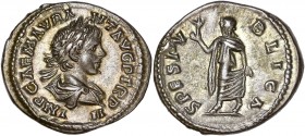 Caracalla (198-217) Ar Denarius - Laodicea ad Mare 
A/ IMP CAE M AVR ANT AVG P TR P II
R/ SPES PVBLICA
reference: RIC 341
Extremly fine - Golden tonin...