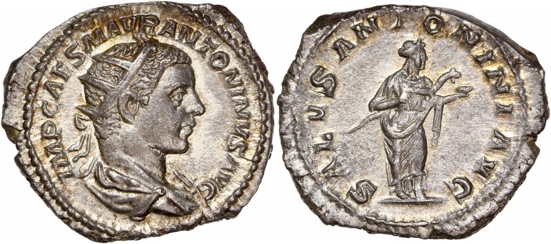 Elagabalus (218-222) Ar Antoninianus 
A/ IMP CAES M AVR ANTONINVS AVG
R/ SALVS A...