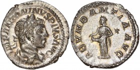 Elagabalus (218-222) Ar Denarius 
A/ IMP ANTONINVS PIVS AVG
R/ ABVNDANTIA AVG
Reference: RIC 56 
 extremely fine - golden toning 
 2.73g - 18.79mm - 6...