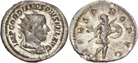 Gordian III (241-243) Ar Antoninianus 
A/ IMP GORDIANVS PIVS FEL AVG
R/ MARS PROPVG
Reference: RIC 145
Extremely fine - Lustrous 
 4.36g - 23.44mm - 6...