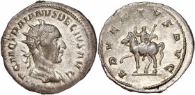Trajan Decius 249-251 Ar Antoninianus Rome 
A/ IMP C M Q TRAIANVS DECIVS AVG
R/ ADVENTVS 
Reference: RIC 11b
Extremely fine - lustrous 
4.21g - 23.05m...