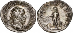 Aemilian 253 Ar Antoninianus 
A/ IMP AEMILIANVS PIVS FEL AVG
R/ APOL CONSERVAT
Reference: RIC 1 
Very fine 
3.84g - 22.2mm - 12h