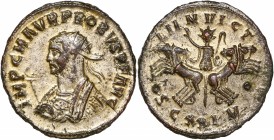Probus 276-282 Bi Antoninianus - Cyzicus 
A/ IMP C M AVR PROBVS PF AVG
R/ SOLI INVICTO // CM // XXI 
Reference: RIC 911
Extremely fine - Silvered 
3.7...