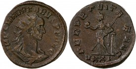 Carus 282-284 Bi Antoninianus - Ticinum
A/ IMP C M AVR CARVS P F AVG
R/ PERPETVITATE // VXXI
Reference: RIC 77
Very fine 
3.28g - 21.28mm - 12h