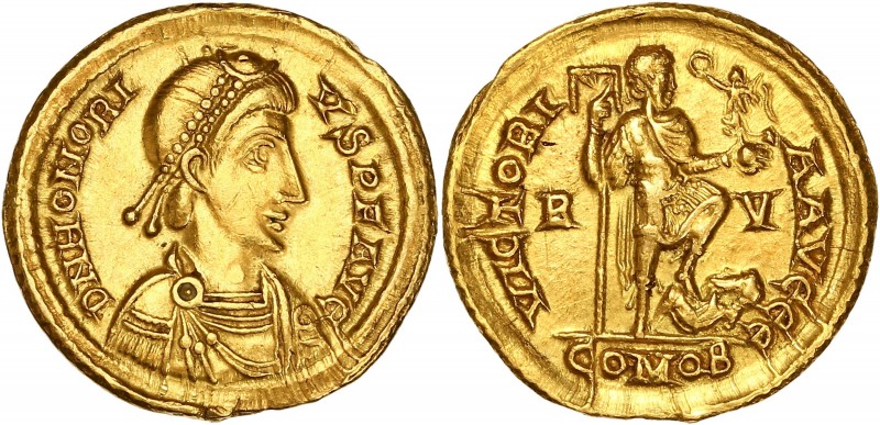 Honorius (395-423) Ar Solidus - Ravenna 
A/ D N HONORIVS P F AVG
R/ VICTORI A AV...