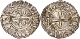 Philippe I (1060-1108) Ar - Denier - Chateau-Landon
A/ PHIILIPPVS REX
R/ LANDONIS CASTA
Référence: Dy.34 L.52
1,14g - 21.04mm - SUP; Rare en cet état...