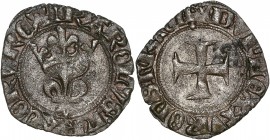 Charles VI le Fou (1380-1422) - bi - Double tournois dit niquet 
ND - Paris 
A/ KAROLVS FRANCORV REX
R/ DVPLEX TVRONS FRACIE
Référence: Dy.401 L.417
1...