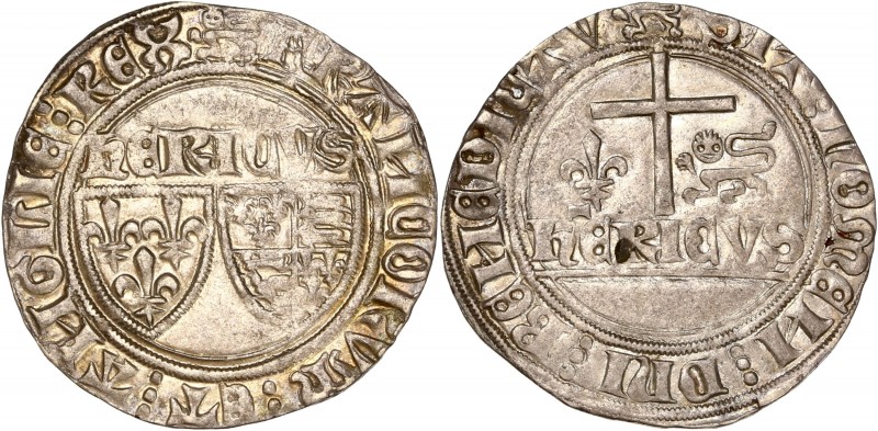 Henri VI (1422-1453) - Ar - Blanc aux écus 
ND - Rouen 
A/ FRANCORVM ET ANGLIE R...