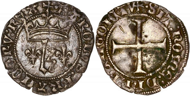 Charles VII le Victorieux (1422-1461) - Ar - Petit blanc au K 
ND - Poitiers 
A/...