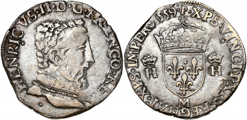 Francois II au nom de Henri II (1559-1560) - Ar - Teston tête nue
1559 M - Toul...