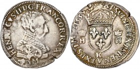 Francois II au nom de Henri II (1559-1560) - Ar - Teston tête nue 
1559 K - Bordeaux 
A/ HENRICVS II D G FRANCOR REX 
R/ XPS. VINCIT. XPS. RENAT. XPS....