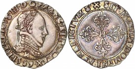 Henri III (1574-1589) - Ar - Demi-franc au col plat
1589 M - Toulouse 
A/ HENRICVS III D G FRANC ET POL REX 1589
R/ SIT NOMEN DOMINI BENEDICTVM
Référe...