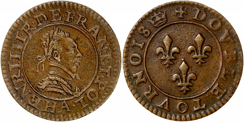 La ligue, au nom de Henri III (1589-1598) - Cuivre - Double tournois
SD A - Pari...