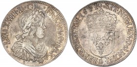 Louis XIV (1643-1715) - Ar - Demi-écu à la mèche longue 
1651 D - Lyon
A/ LVD XIIII D G FR ET NAV REX
R/ SIT NOMEN DOMINI BENEDIGTVM 1651
Référence: G...