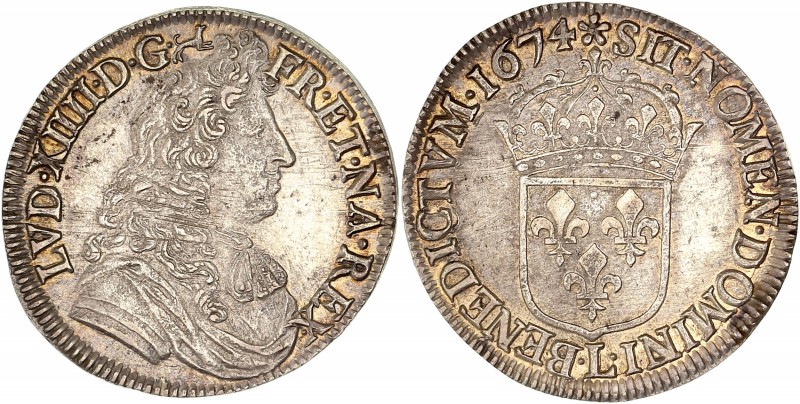 Louis XIV (1643-1715) - Ar - Demi-écu à la cravate
1674 L - Bayonne
A/ LVD XIIII...