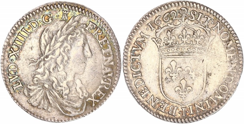 Louis XIV (1643-1715) - Ar - Douzième d'écu au buste juvénile 
1662 I - Limoges
...