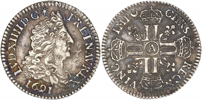 Louis XIV (1643-1715) - Ar - Douzième d'écu au 8L
1691 A - Paris 
A/ LVD XIII D ...