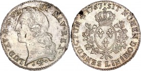 Louis XV (1715-1774) - Ar - Ecu au bandeau
1767 L - Bayonne 
A/ LUD XV D G FR ET NAV REX 
R/ SIT NOMEN DOMINI BENEDICTUM 1767
Référence : Gad.321
29,5...