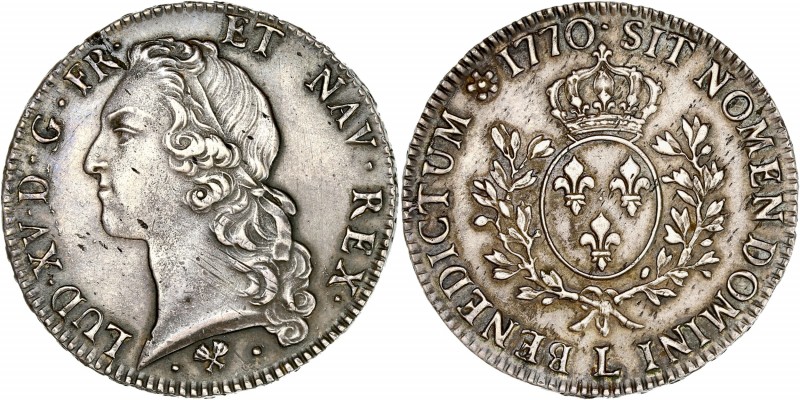 Louis XV (1715-1774) - Ar - Ecu au bandeau
1770 L - Bayonne 
A/ LUD XV D G FR ET...