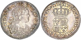 Louis XV (1715-1774) - Ar - Dixieme d'écu de France-Navarre
1718 BB - Strasbourg 
A/ LUD XV D G FR ET NAV REX
R/ SIT NOMEN DOMIMI BENEDICTVM 1718
Réfé...