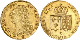 Louis XVI (1774-1792) - Av - Double louis d'or à la tête nue 
1786 I - Limoges 
A/ LUD XVI D G FR ET NAV REX 
R/ CHRS REGN VINC IMPER 1786
Référence :...
