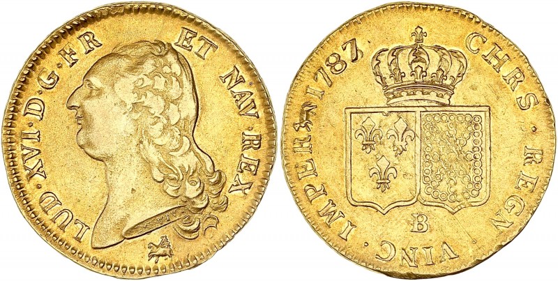 Louis XVI (1774-1792) - Av - Double louis d'or à la tête nue 
1787/6 B - Rouen 
...