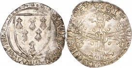 Bretagne - Francois II (1458-1488) - Ar - Gros à l'écu 
ND - Rennes
A/ FRANCISCS BRITONVM DVX R
R/ SIT NOMEN DNI BENEDICTVM 
Référence : Bd.136
3,66g ...