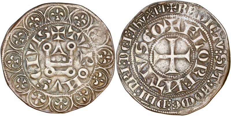 Hollande (Comté de) - Florent V (1256-1296) - Ar - Gros Tournois 
ND 
A/ TVRONIS...