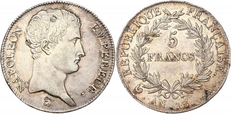 Premier Empire (1804 - 1814) 5 Francs, Napoléon Empereur
AN 13 A (Paris) - Argen...