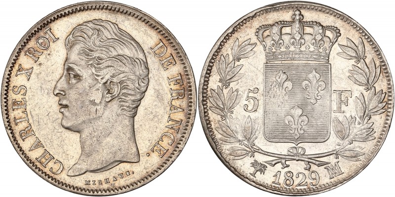 Charles X (1824 - 1830) 5 Francs, 2nd Type 
1829 MA (Marseille) - Argent 
A/ CHA...