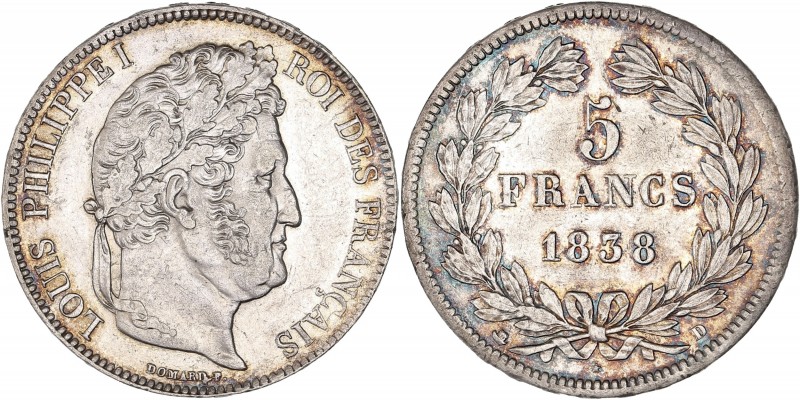 Louis Philippe I (1830 - 1848) 5 Francs,
1838 D (Lyon) - Argent 
A/ LOUIS PHILIP...