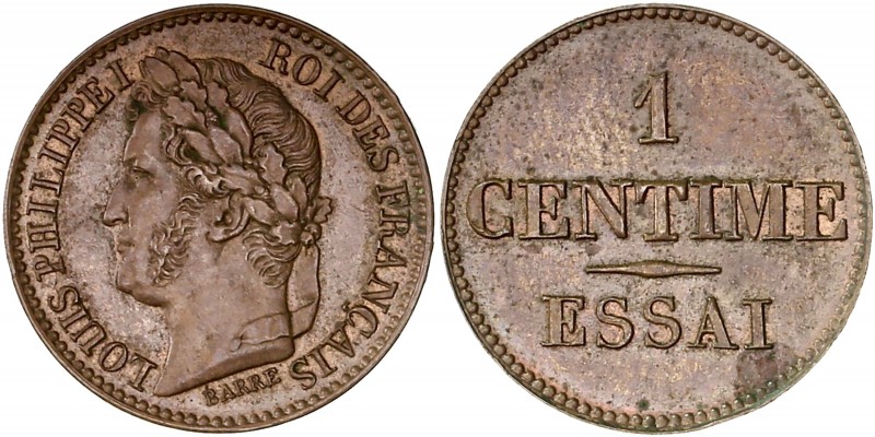 Louis Philippe I (1830 - 1848) ESSAI 1 Centime,
1842 - Cuivre 
A/ LOUIS PHILIPPE...
