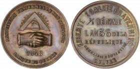 IIeme République (1848 - 1852) Essai 1/2 Décime - Banque du Peuple
1848 - Cuivre 
A/ ASSOCIATION FRATERNELLE DES MÉNAGES - BANQUE DU PEIPLE - 1848
R/ ...