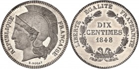 IIeme République (1848 - 1852) Essai concours de 10 Centimes Rogat,
1848 - Étain 
A/ RÉPUBLIQUE FRANCAISE
R/ LIBERTE EGALITE FRATERNITE 10 CENTIMES 18...