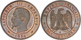 Napoléon III (1852 - 1870) 10 Centimes tête nue,
1854 A (Paris) - Bronze
A/ NAPOLEON III EMPEREUR 1854
R/ EMPIRE FRANÇAIS - DIX CENTIMES
Reference: Ga...