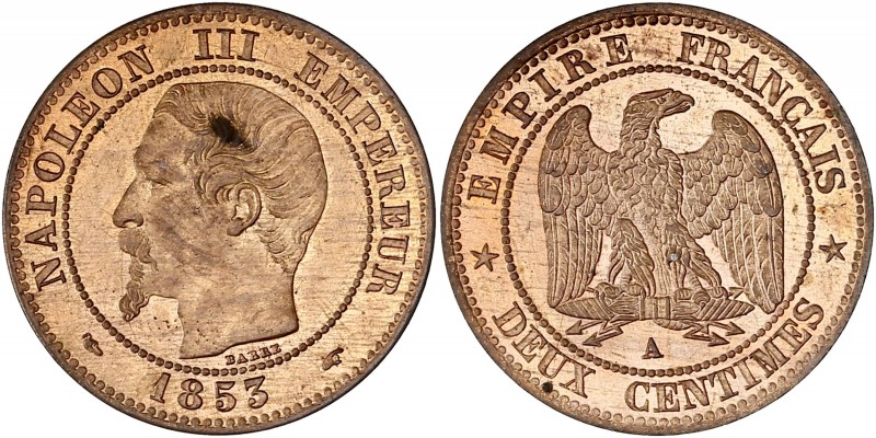 Napoléon III (1852 - 1870) 2 Centimes tête nue,
1853 A (Paris) - Bronze
A/ NAPOL...