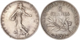 IIIème République (1870 - 1940) ESSAI Piéfort de 2 Francs Semeuse,
1927 - Argent - Poinçcon suer la tranche. "2Argent ESSAI"
A/ REPUBLIQUE FRANCAISE 
...