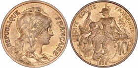 IIIème République (1870 - 1940) 10 Centimes Dupuis flan brillant,
1898 - Bronze 
A/ REPUBLIQUE FRANÇAISE
R/ LIBERTE EGALITE FRATERNITE - 10 CENTIMES 1...