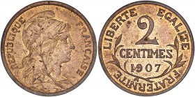 IIIème République (1870 - 1940) 2 Centimes Dupuis,
1907 - Bronze 
A/ REPUBLIQUE FRANÇAISE
R/ LIBERTE EGALITE FRATERNITE - 2 CENTIMES - 1907
Reference:...