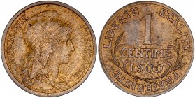 IIIème République (1870 - 1940) 1 Centime Dupuis,
1900 - Bronze 
A/ REPUBLIQUE FRANÇAISE
R/ LIBERTE EGALITE FRATERNITE - 1 CENTIME - 1900
Reference: G...